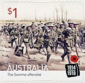 Stamp, The Somme offensive SA, Australia,  , First World War
