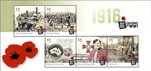Mini Sheet, 100th Anniversary of World War I, Australia,  , Second World War