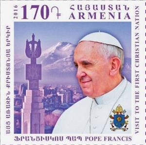 Stamp, Visit to the First Christian Nation, Armenia,  , Popes