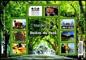 Mini Sheet, Wonderful from Belém do Pará, Brazil,  , Buildings, Churches - Cathedrals - Basilicas - Chapels, Dance, Flowers, Plants (Flora), Shipbuilding, Trees, Women