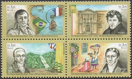 Se-tenant, 200 years of French Artistic Mission, Brazil,  