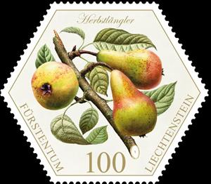 Stamp, Pears: "Herbstlängler", Liechtenstein,  , Fruits
