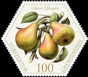 Stamp, Pears: "Sulser Längler", Liechtenstein,  , Fruits