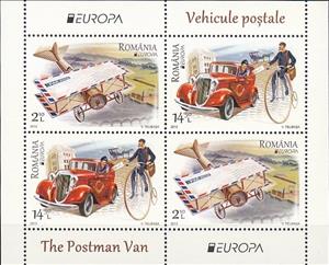 Souvenir Sheet, The Postman Van, Romania,  , C.E.P.T., Aviation, Aircrafts