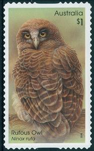 Stamp, Rufous Owl (Ninox rufa), Australia,  , Animals (Fauna), Birds, Birds of Prey, Owls