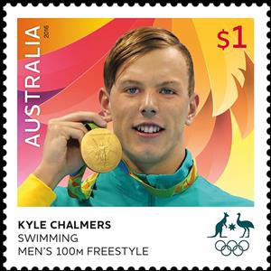 Stamp, Kyle Chalmers Swimming Men's 100m, Australia,  , Athletes, Olympic Games, Sport, Swimming
