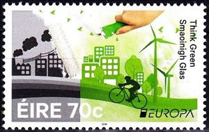 Stamp, Think Green, Ireland,  , C.E.P.T., Environment Protection, Europe
