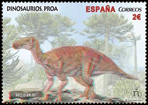 Stamp, Proa, Spain,  , Animals (Fauna), Dinosaurs, Prehistorical Animals, Reptiles