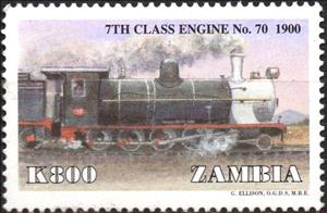 Stamp, 7th class engine No.70 (1900), Zambia,  , Locomotives, Railways, Steam Traction