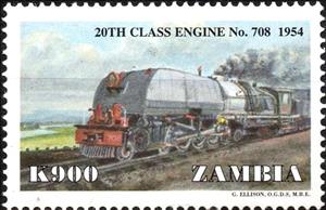 Stamp, 20th class engine No.708 (1954), Zambia,  , Locomotives, Railways
