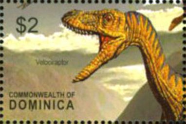 Stamp, Velociraptor, Dominica,  , Animals (Fauna), Dinosaurs, Prehistorical Animals