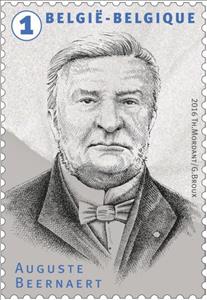 Stamp, Auguste Beernaerts 1909 Peace, Belgium,  , Nobel Laureates