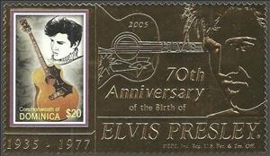 Souvenir Sheet, Elvis Presley, Dominica,  , Musicians, Singers