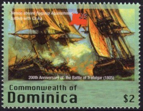 Ships Agamemnon and Ca Ira in battle
