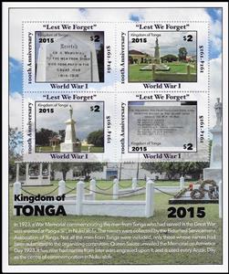 Souvenir Sheet, Memorial Nuku'alofa, Tonga,  