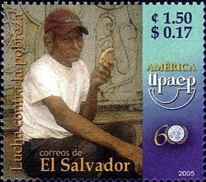 Stamp, Men with bread, El Salvador,  