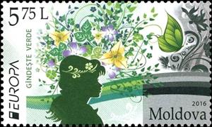 Stamp, Winning Drawing for the National Contest «Think Green». Art…, Moldova,  , C.E.P.T., Europe