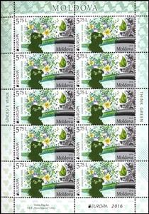 Mini Sheet, Winning Drawing for the National Contest «Think Green». Art…, Moldova,  , C.E.P.T.