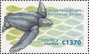 Stamp, Sea turtle, Costa Rica,  , Animals (Fauna), Reptiles, Sea Life, Turtles