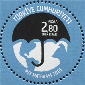 Stamp, World Environment Day 2016, Turkey,  , Environment Protection, Globes, Round Stamps, Umbrellas