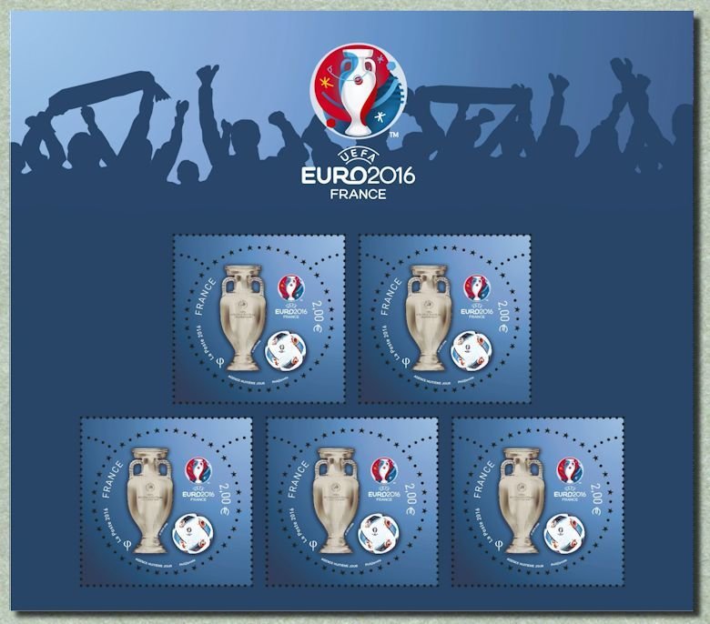 UEFA EURO 2016 Souvenir Sheet of 5 stamps in 3D