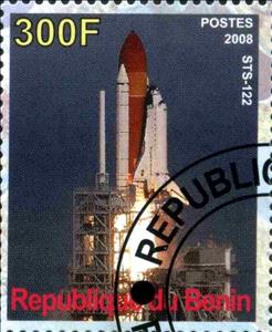 Stamp, Sts-122, Cinderellas,  , Space Traveling, Spacecrafts