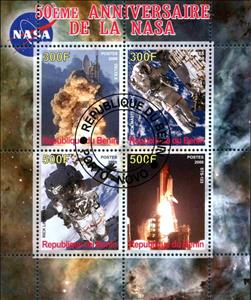 Mini Sheet, 50eme Anniversaire de la Nasa, Cinderellas,  , Space Traveling, Spacecrafts