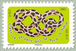 Stamp, It is the snake biting its tail, France,  