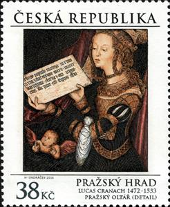 Stamp, St. Barbara, by Lucas Cranach the Elder, Czech Republic,  , Art, Paintings