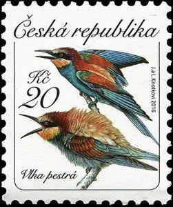 Stamp, The European bee-eater (Merops apiaster), Czech Republic,  , Animals (Fauna), Birds