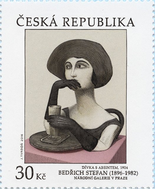 Girl with Absinth (1924), by Bedřich Stefan (1896-1982)