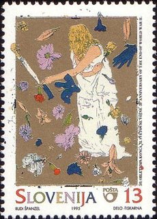 Stamp, 50 anniversary of the end of World War II, Slovenia,  , Flowers, Women
