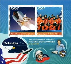 Mini Sheet, Space shuttle Colombia, Cinderellas,  