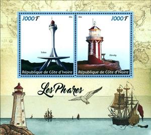 Mini Sheet, Lighthouses, Cinderellas,  , Lighthouses