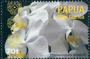 Stamp, Phalaenopsis amabilis, Papua New Guinea,  , Flowers, Orchids, Plants (Flora)