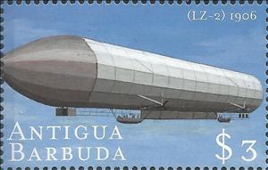 Stamp, Lz-2 1906, Antigua and Barbuda,  , Aviation, Zeppelins