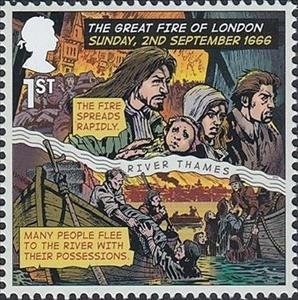 Stamp, The fire spreads rapidly, United Kingdom of Great Britain & Northern Ireland,  , Fire and Flames