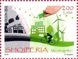Stamp, Think green, Albania,  , C.E.P.T., Environment Protection