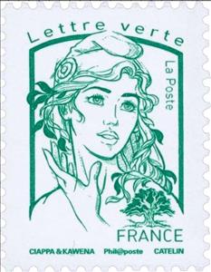 Stamp, Marianne and Tree, France,  