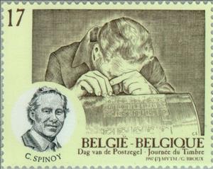 Stamp, Spinoy, Constant, Belgium,  , Philately, Professions, Engravers, Stamp Day
