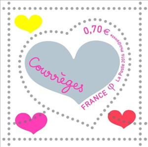 Stamp, Heart Courrèges 0.70 €, France,  , Hearts