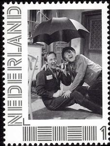 Stamp, 60 Years Dutch television: Stiefbeen and son, Netherlands,  , Actors, Television