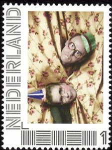 Stamp, 60 Years Dutch television: Theo and Thea, Netherlands,  , Actors, Television