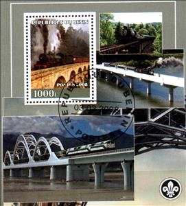 Mini Sheet, Trains and bridges, Cinderellas,  , Bridges, Locomotives, Railways, Steam Traction