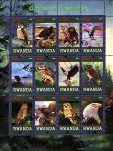 Mini Sheet, Owls and eagles, Cinderellas,  , Birds