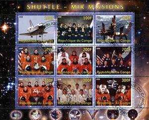 Mini Sheet, Shuttle - Mir Missions, Cinderellas,  , Space Traveling