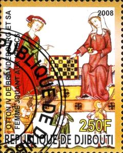 Stamp, Otton IV de Brandebourg et sa femme Jouant aux Ichecs, Cinderellas,  , Chess