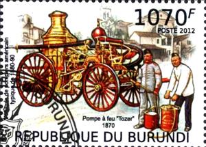 Stamp, Pompe a feu "Tozer" 1870, Burundi,  , Transport