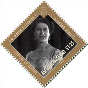 Stamp, Diamond Jubilee, Lifetime of service, Ascension Island,  