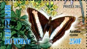 Stamp, Apatura cyane, Cinderellas,  , Butterflies